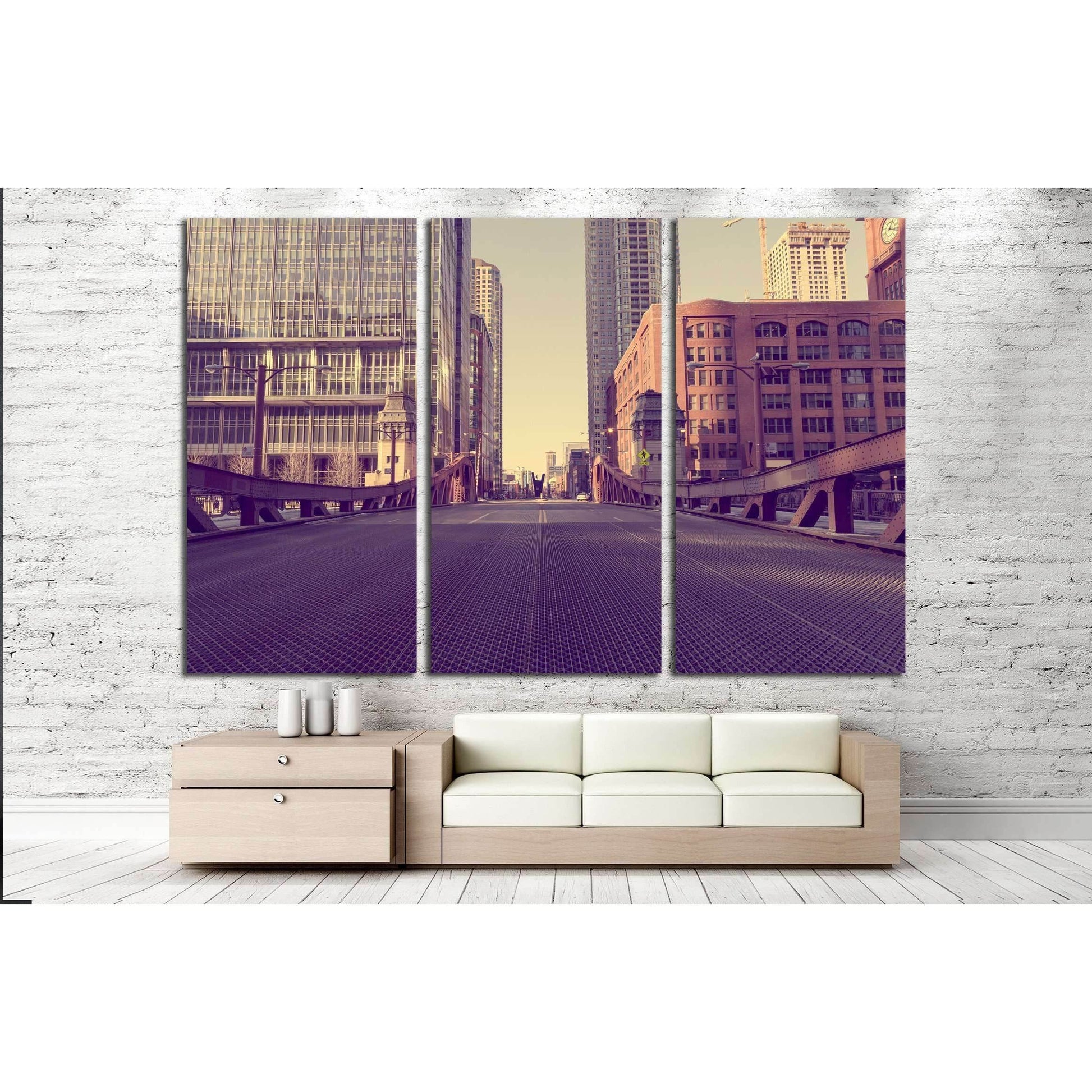 Chicago Bridge - Vintage Picture Effect №2158 Ready to Hang Canvas PrintCanvas art arrives ready to hang, with hanging accessories included and no additional framing required. Every canvas print is hand-crafted, made on-demand at our workshop and expertly