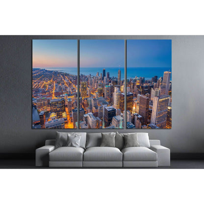 Chicago. Cityscape image of Chicago downtown during twilight blue hour №2408 Ready to Hang Canvas PrintCanvas art arrives ready to hang, with hanging accessories included and no additional framing required. Every canvas print is hand-crafted, made on-dema