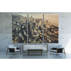 Chicago Downtown- Aerial View with desaturated colors №2326 Ready to Hang Canvas PrintCanvas art arrives ready to hang, with hanging accessories included and no additional framing required. Every canvas print is hand-crafted, made on-demand at our worksho