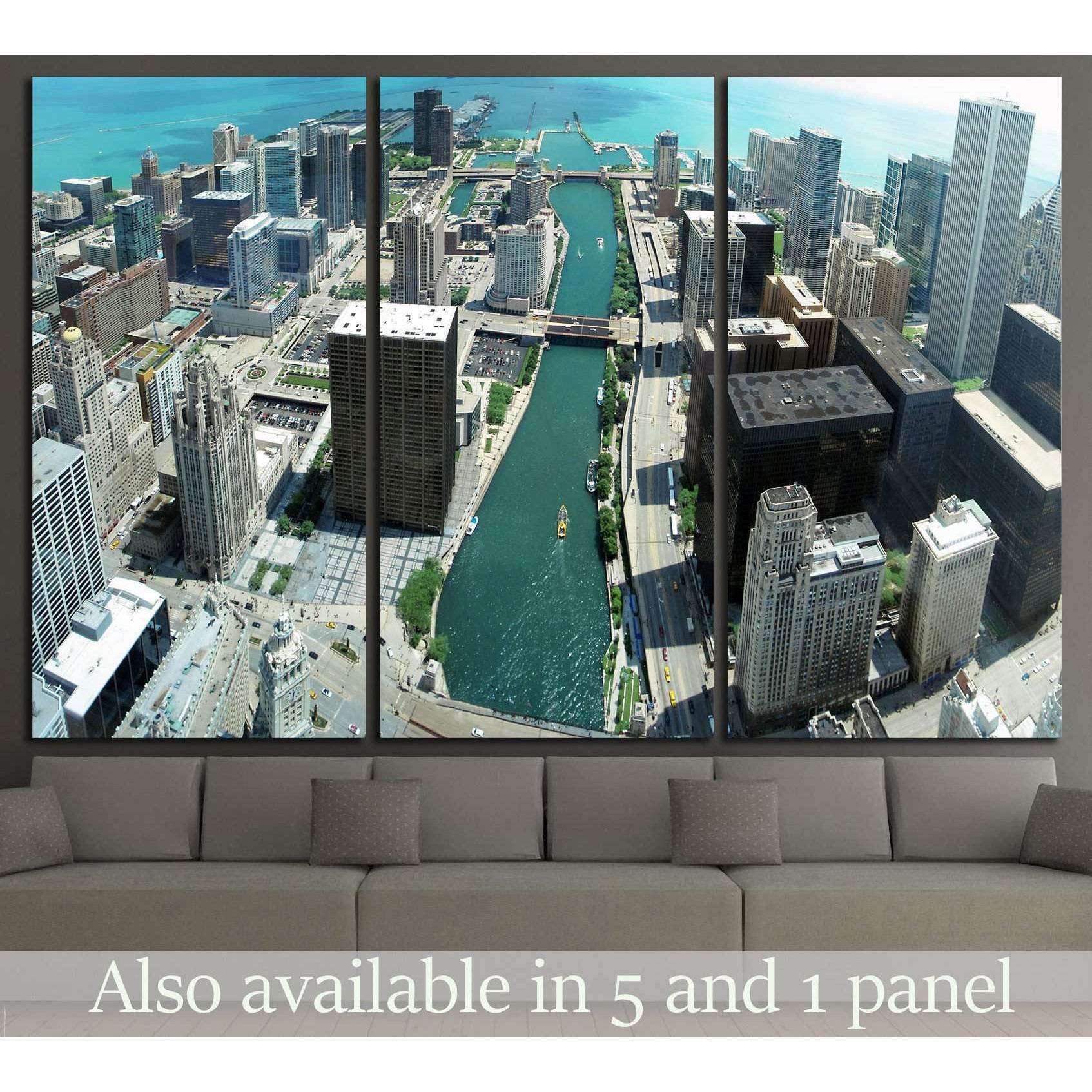 Chicago skyline panorama from 88th floor on Chicago river №2140 Ready to Hang Canvas PrintCanvas art arrives ready to hang, with hanging accessories included and no additional framing required. Every canvas print is hand-crafted, made on-demand at our wor