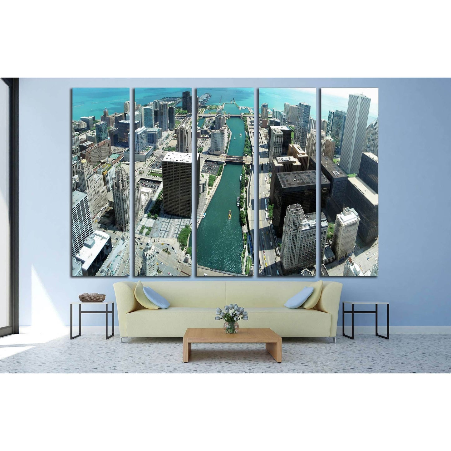 Chicago skyline panorama from 88th floor on Chicago river №2140 Ready to Hang Canvas PrintCanvas art arrives ready to hang, with hanging accessories included and no additional framing required. Every canvas print is hand-crafted, made on-demand at our wor