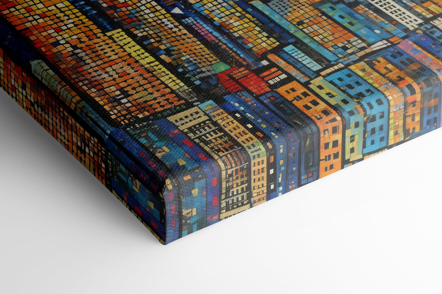 City at Night Wood Mosaics Style - Canvas Print - Artoholica Ready to Hang Canvas Print