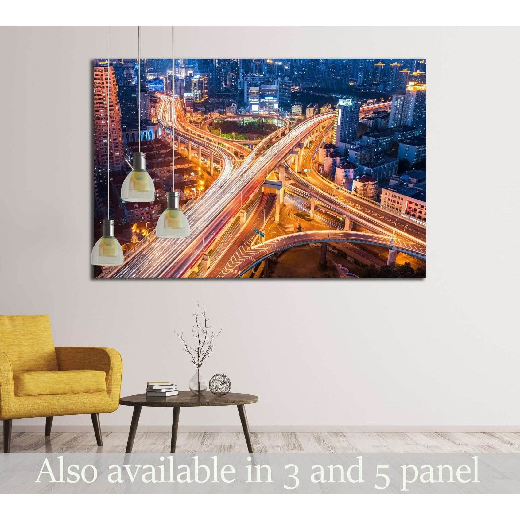 city interchange closeup at night , beautiful transport infrastructure background №2283 Ready to Hang Canvas PrintCanvas art arrives ready to hang, with hanging accessories included and no additional framing required. Every canvas print is hand-crafted, m