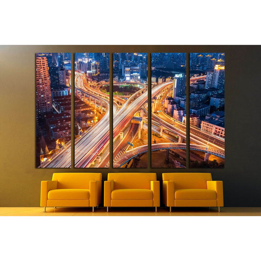 city interchange closeup at night , beautiful transport infrastructure background №2283 Ready to Hang Canvas PrintCanvas art arrives ready to hang, with hanging accessories included and no additional framing required. Every canvas print is hand-crafted, m