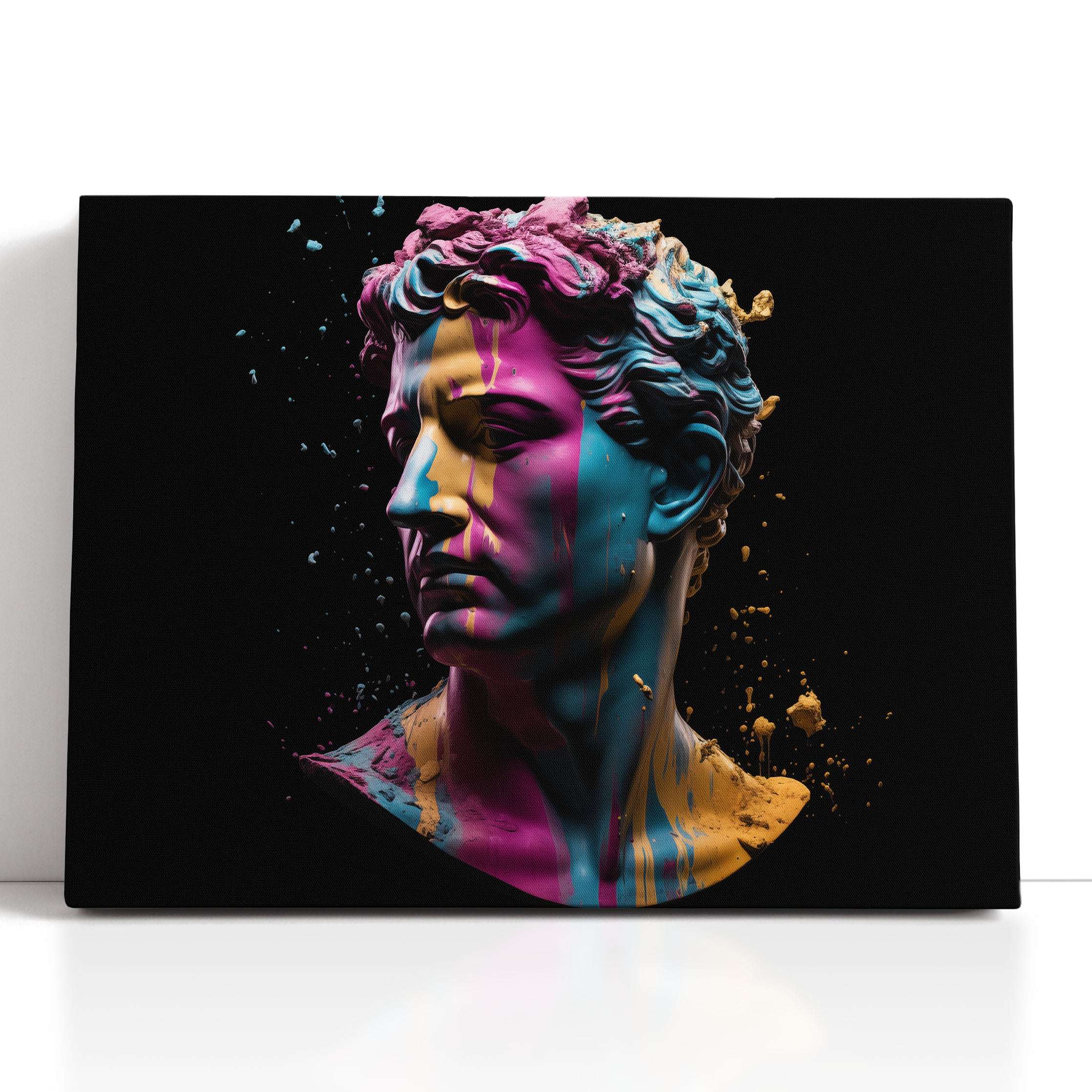 Classic Sculpture with a Modern Neon Twist - Canvas Print - Artoholica Ready to Hang Canvas Print
