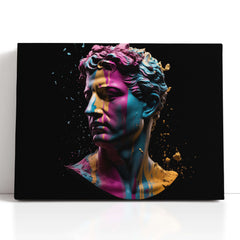 Classic Sculpture with a Modern Neon Twist - Canvas Print - Artoholica Ready to Hang Canvas Print