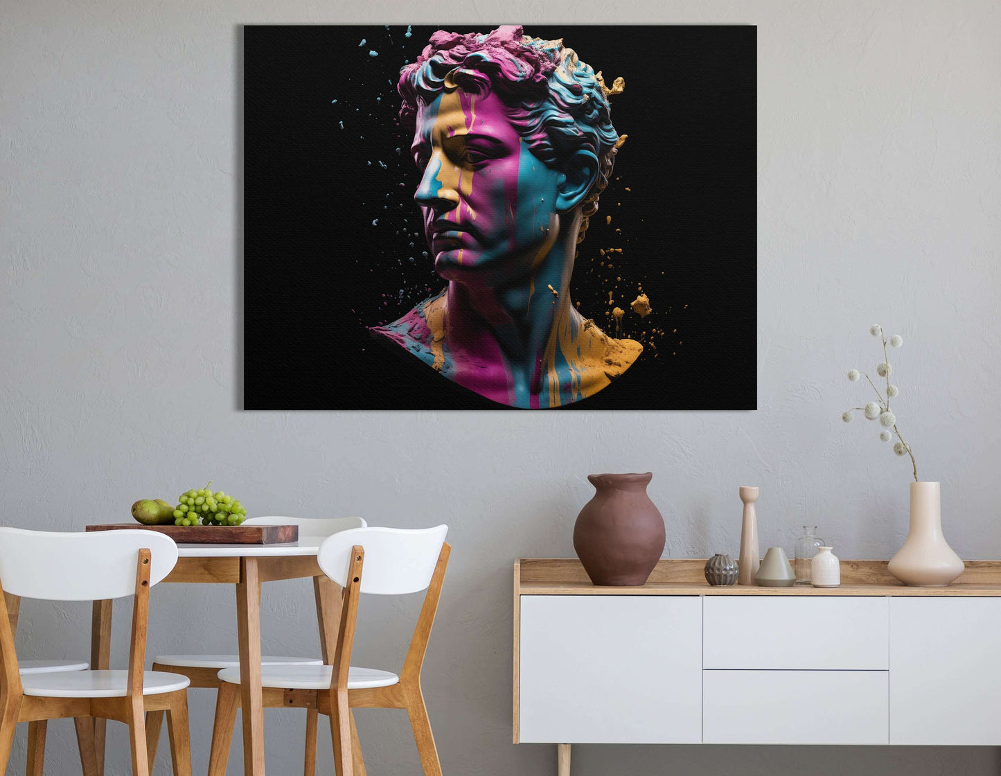 Classic Sculpture with a Modern Neon Twist - Canvas Print - Artoholica Ready to Hang Canvas Print