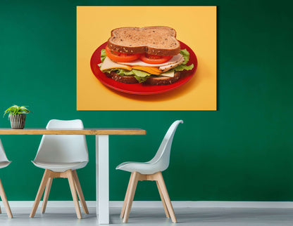 Classic Turkey Cheese Sandwich - Canvas Print - Artoholica Ready to Hang Canvas Print