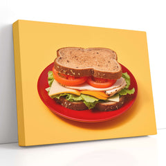 Classic Turkey Cheese Sandwich - Canvas Print - Artoholica Ready to Hang Canvas Print