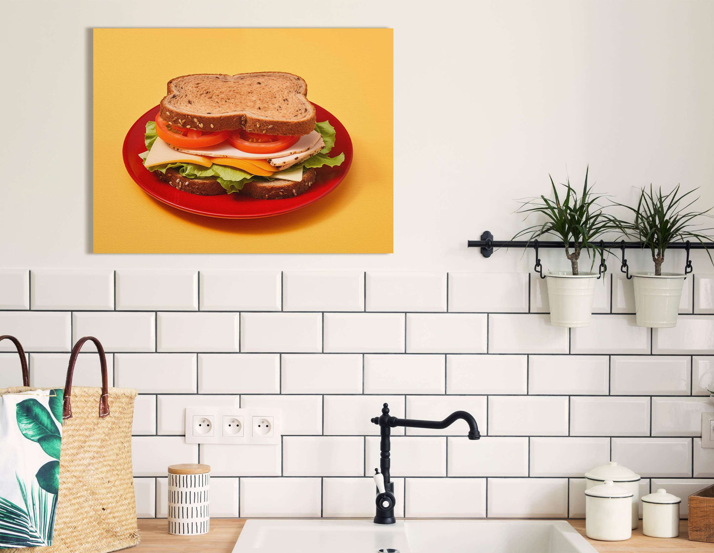 Classic Turkey Cheese Sandwich - Canvas Print - Artoholica Ready to Hang Canvas Print