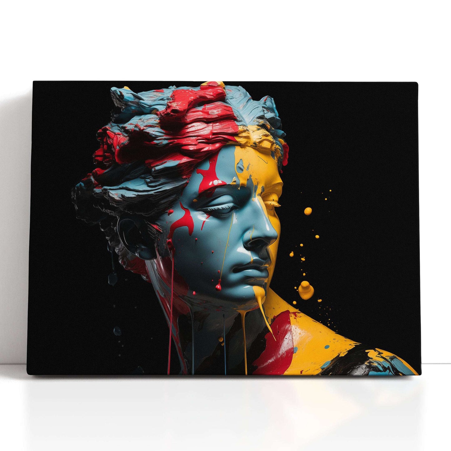 Classical Sculpture with Contemporary Paint Splashes - Canvas Print - Artoholica Ready to Hang Canvas Print