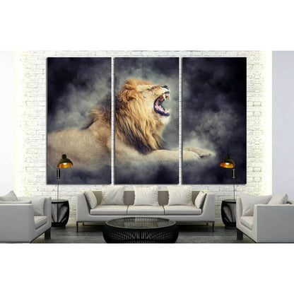 Close male lion in smoke on dark background №1833 Ready to Hang Canvas PrintCanvas art arrives ready to hang, with hanging accessories included and no additional framing required. Every canvas print is hand-crafted, made on-demand at our workshop and expe