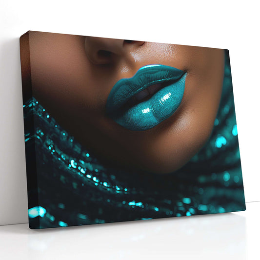 Close-up Portrait of Woman in Blue - Canvas Print - Artoholica Ready to Hang Canvas Print