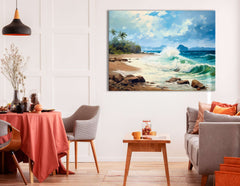 Coastal Scenes with Waves and Palms - Canvas Print - Artoholica Ready to Hang Canvas Print