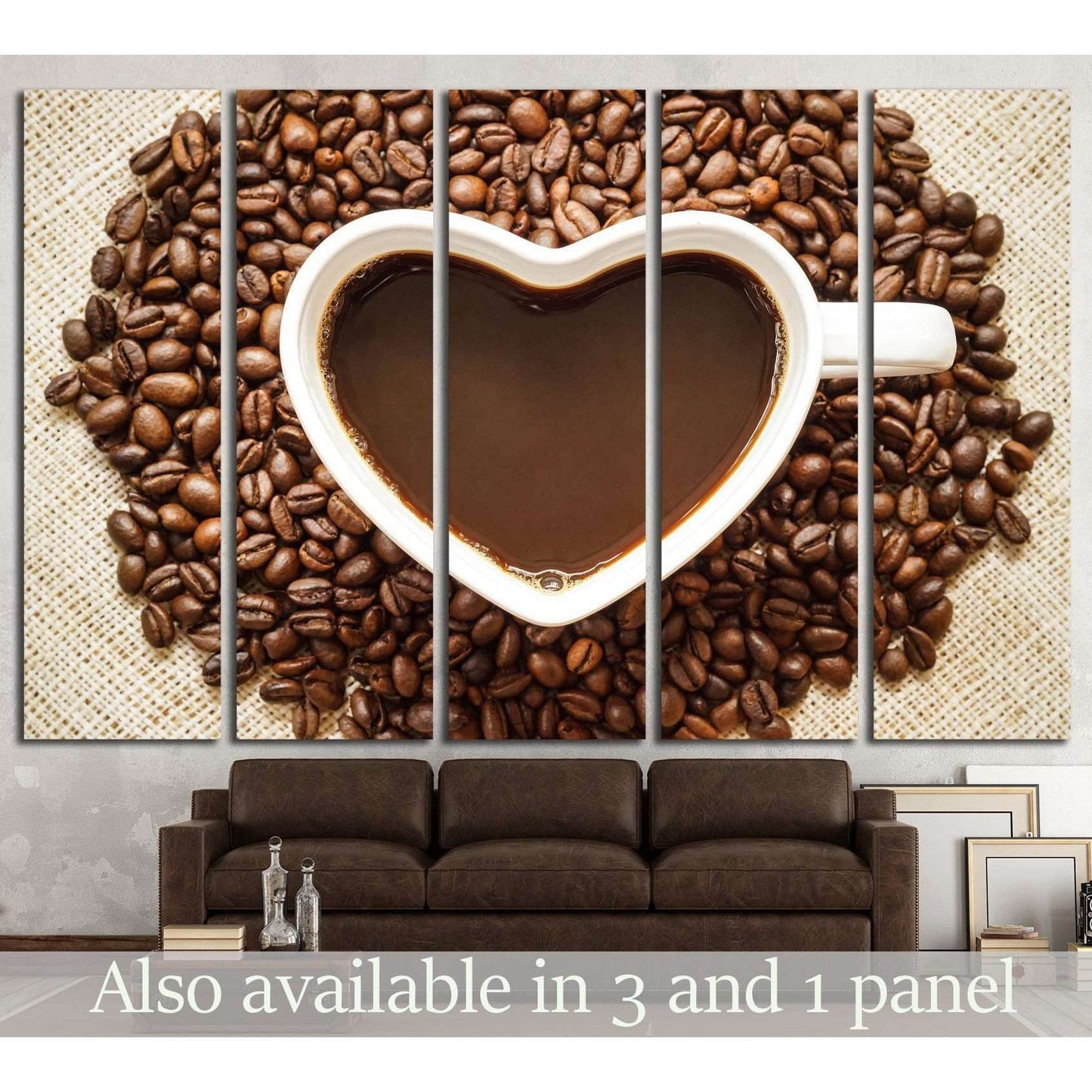 Coffee, A cup of coffee with a heart shape surrounded by coffee beans №1923 Ready to Hang Canvas PrintCanvas art arrives ready to hang, with hanging accessories included and no additional framing required. Every canvas print is hand-crafted, made on-deman