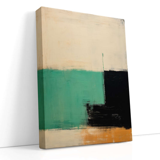 Color Interplay in Green, Black, and Beige - Canvas Print - Artoholica Ready to Hang Canvas Print