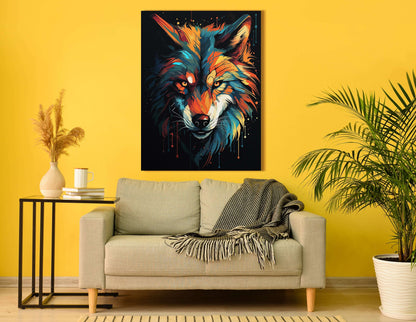 Color Spectrum Wolf Against Dark Backdrop - Canvas Print - Artoholica Ready to Hang Canvas Print