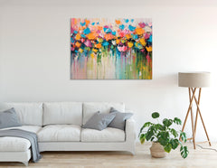 Colorful Abstract Drip Style Flowers - Canvas Print - Artoholica Ready to Hang Canvas Print