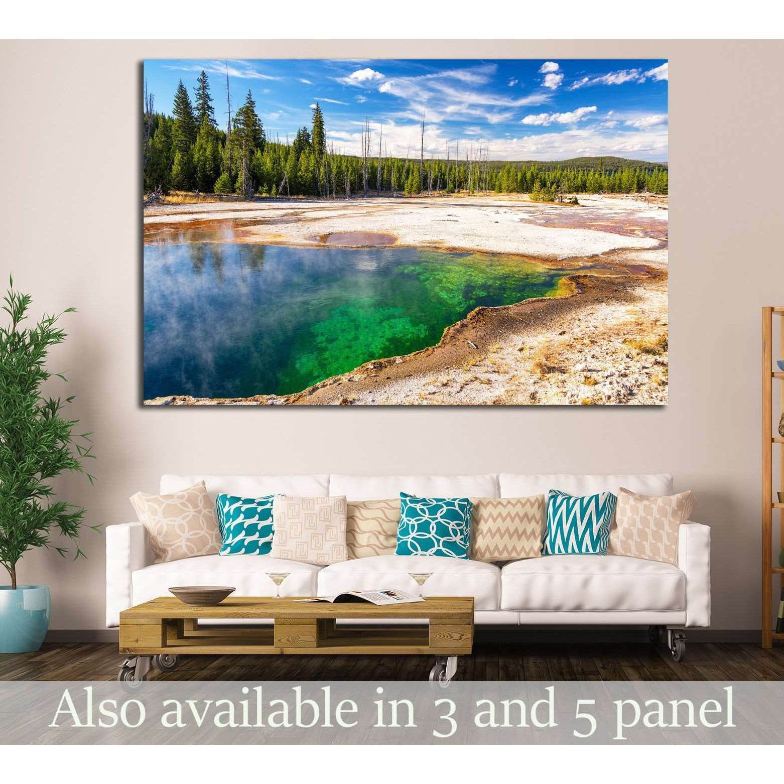 Colorful Abyss Pool in the West Thumb Geyser Basin in Yellowstone National Park №2004 Ready to Hang Canvas PrintCanvas art arrives ready to hang, with hanging accessories included and no additional framing required. Every canvas print is hand-crafted, mad