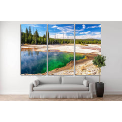 Colorful Abyss Pool in the West Thumb Geyser Basin in Yellowstone National Park №2004 Ready to Hang Canvas PrintCanvas art arrives ready to hang, with hanging accessories included and no additional framing required. Every canvas print is hand-crafted, mad