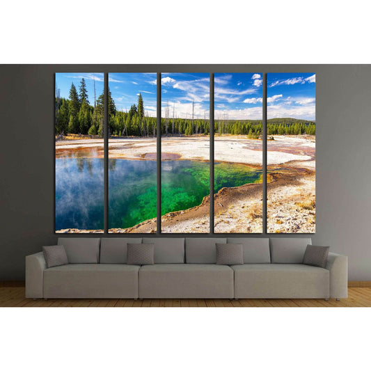 Colorful Abyss Pool in the West Thumb Geyser Basin in Yellowstone National Park №2004 Ready to Hang Canvas PrintCanvas art arrives ready to hang, with hanging accessories included and no additional framing required. Every canvas print is hand-crafted, mad