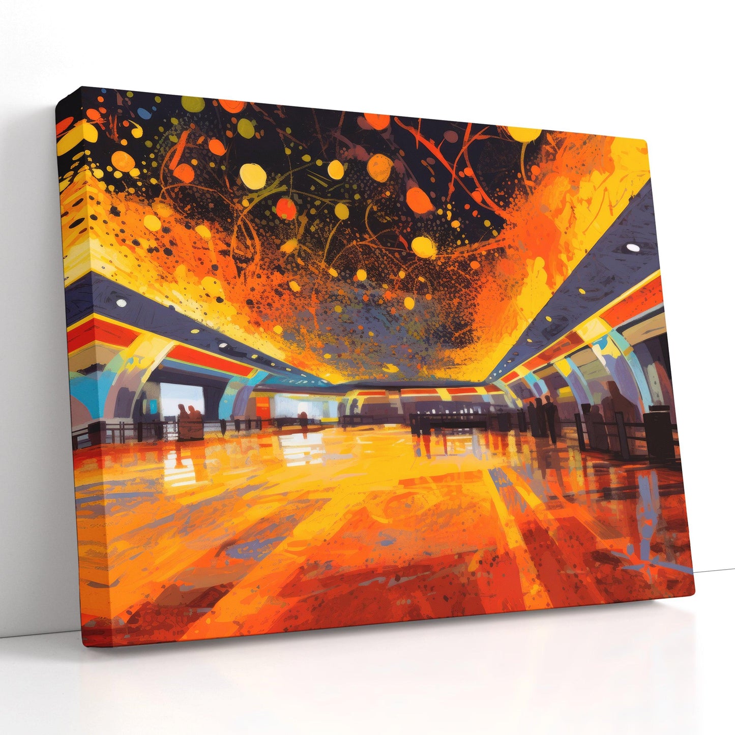 Colorful Airport Terminal Hallway - Canvas Print - Artoholica Ready to Hang Canvas Print