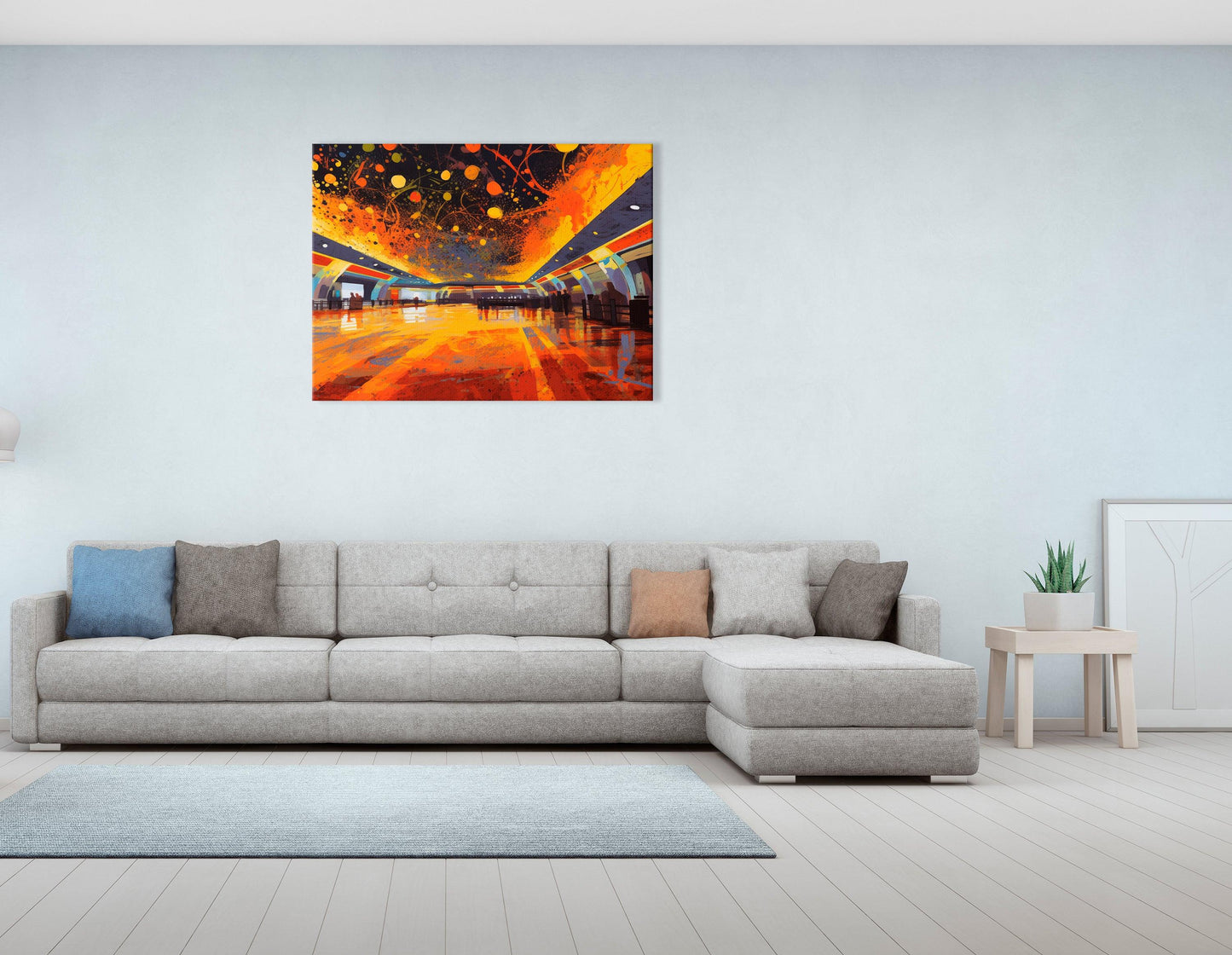 Colorful Airport Terminal Hallway - Canvas Print - Artoholica Ready to Hang Canvas Print