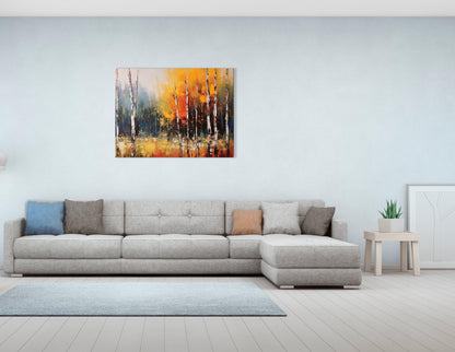 Colorful Autumn Birch Forest - Canvas Print - Artoholica Ready to Hang Canvas Print