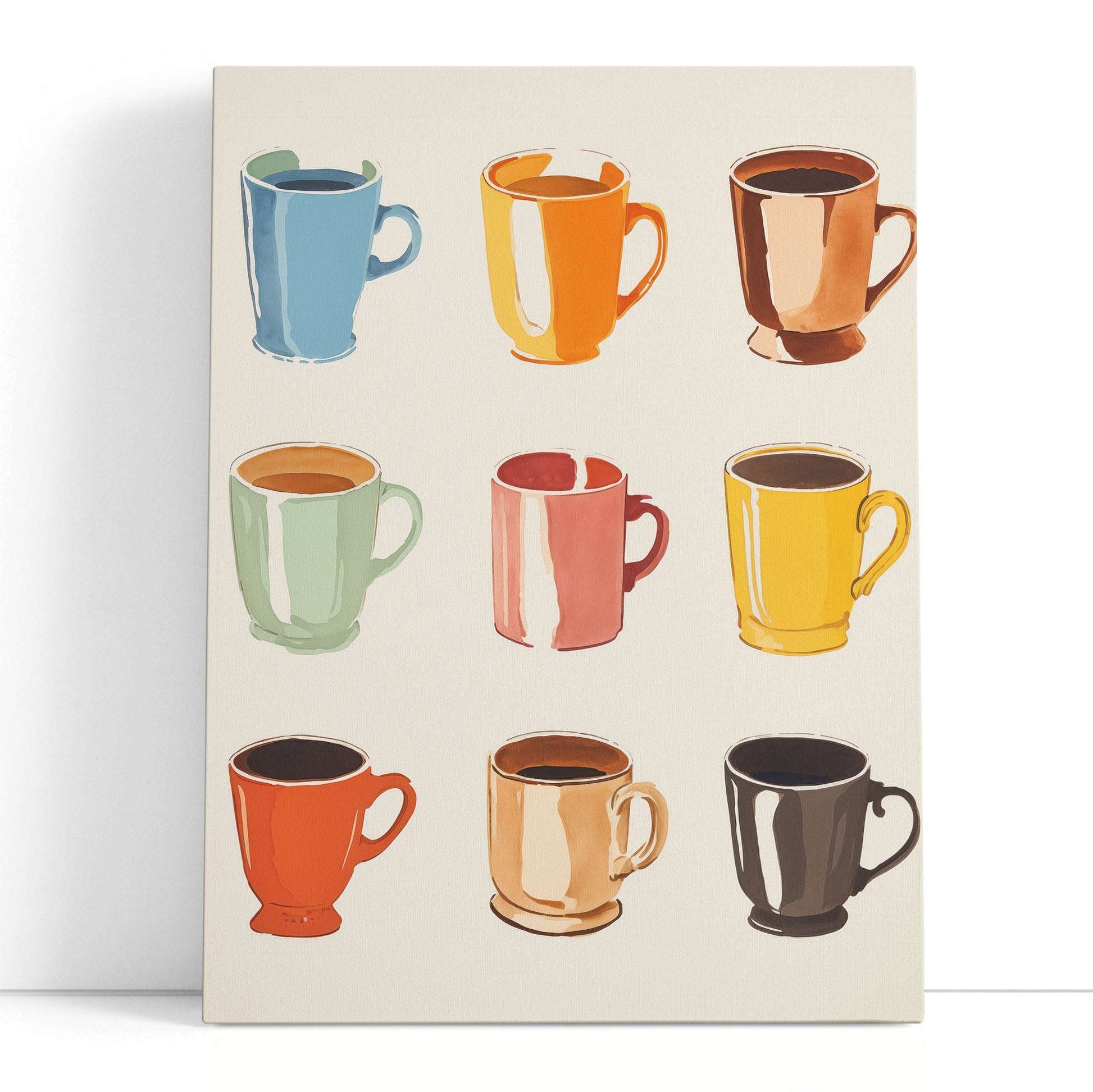 Colorful Coffee Mugs - Canvas Print - Artoholica Ready to Hang Canvas Print