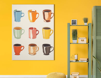 Colorful Coffee Mugs - Canvas Print - Artoholica Ready to Hang Canvas Print