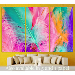 Colorful Feather close up shot №1333 Ready to Hang Canvas PrintCanvas art arrives ready to hang, with hanging accessories included and no additional framing required. Every canvas print is hand-crafted, made on-demand at our workshop and expertly stretche