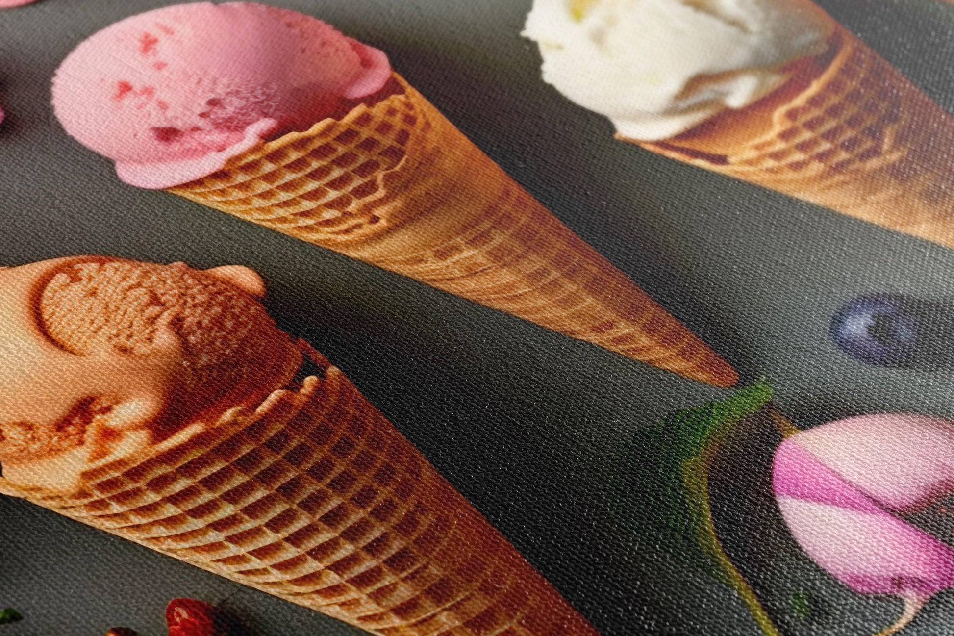 Colorful Ice Cream Cone Collage with Flowers - Canvas Print - Artoholica Ready to Hang Canvas Print