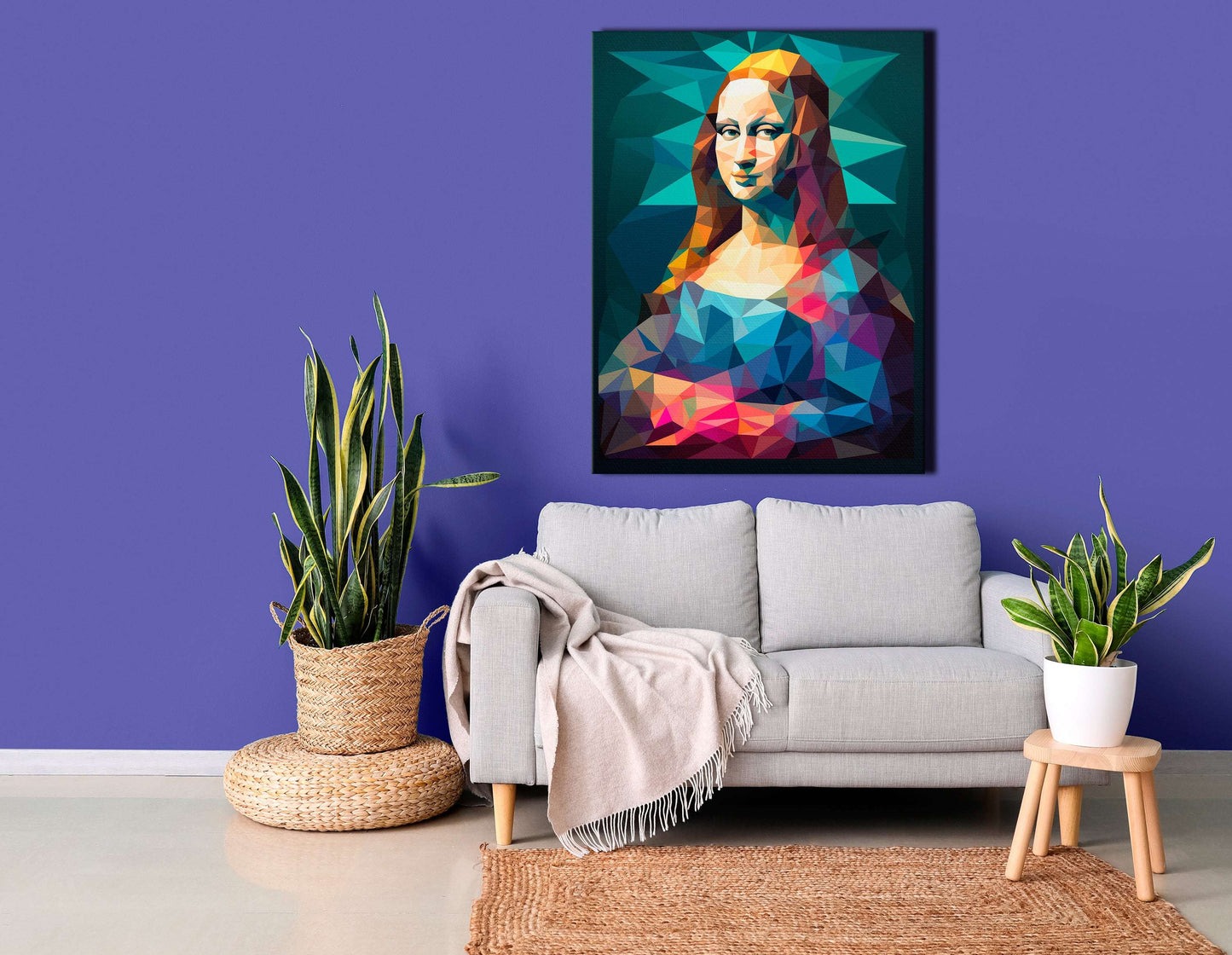 Colorful Low-Poly Mona Lisa - Canvas Print - Artoholica Ready to Hang Canvas Print