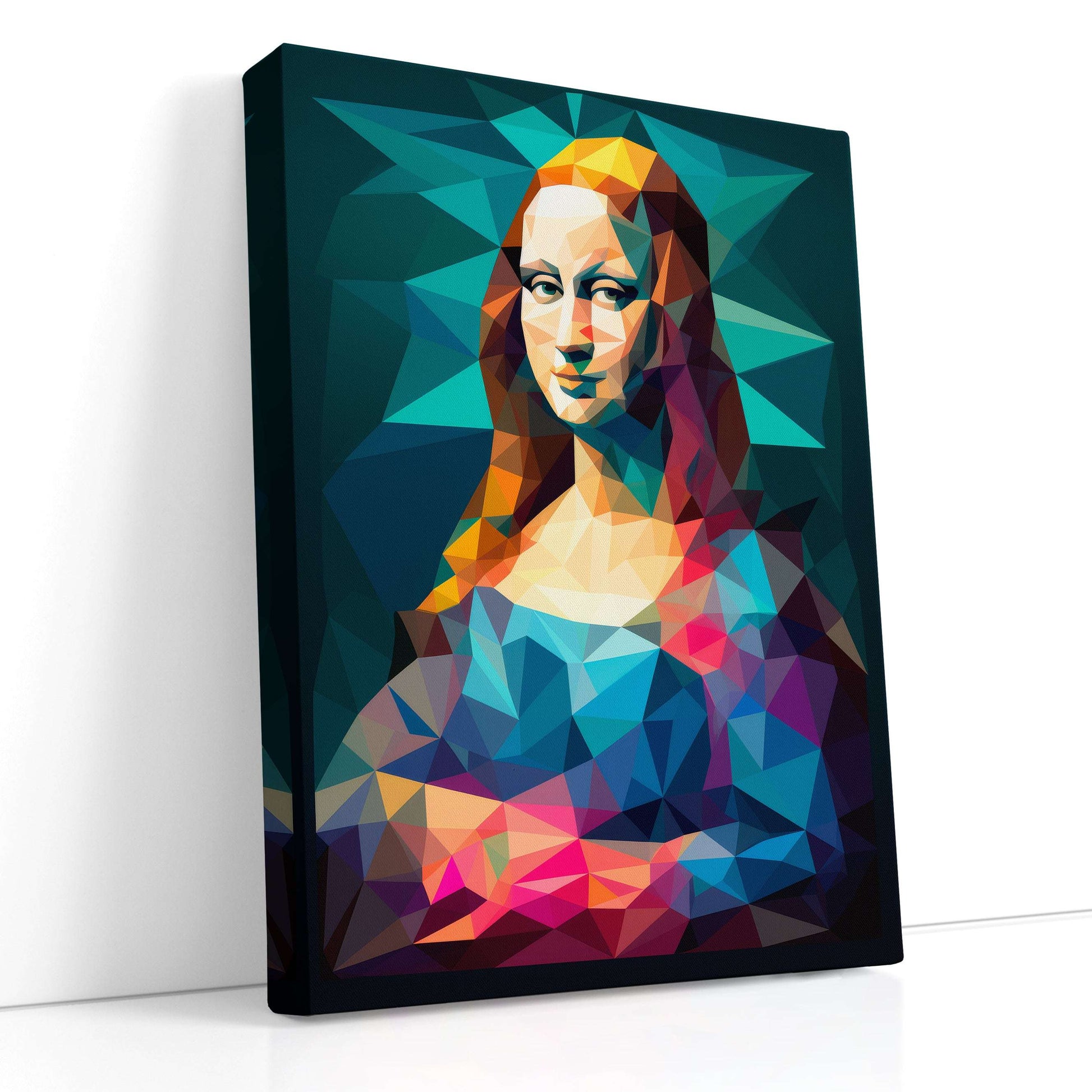 Colorful Low-Poly Mona Lisa - Canvas Print - Artoholica Ready to Hang Canvas Print