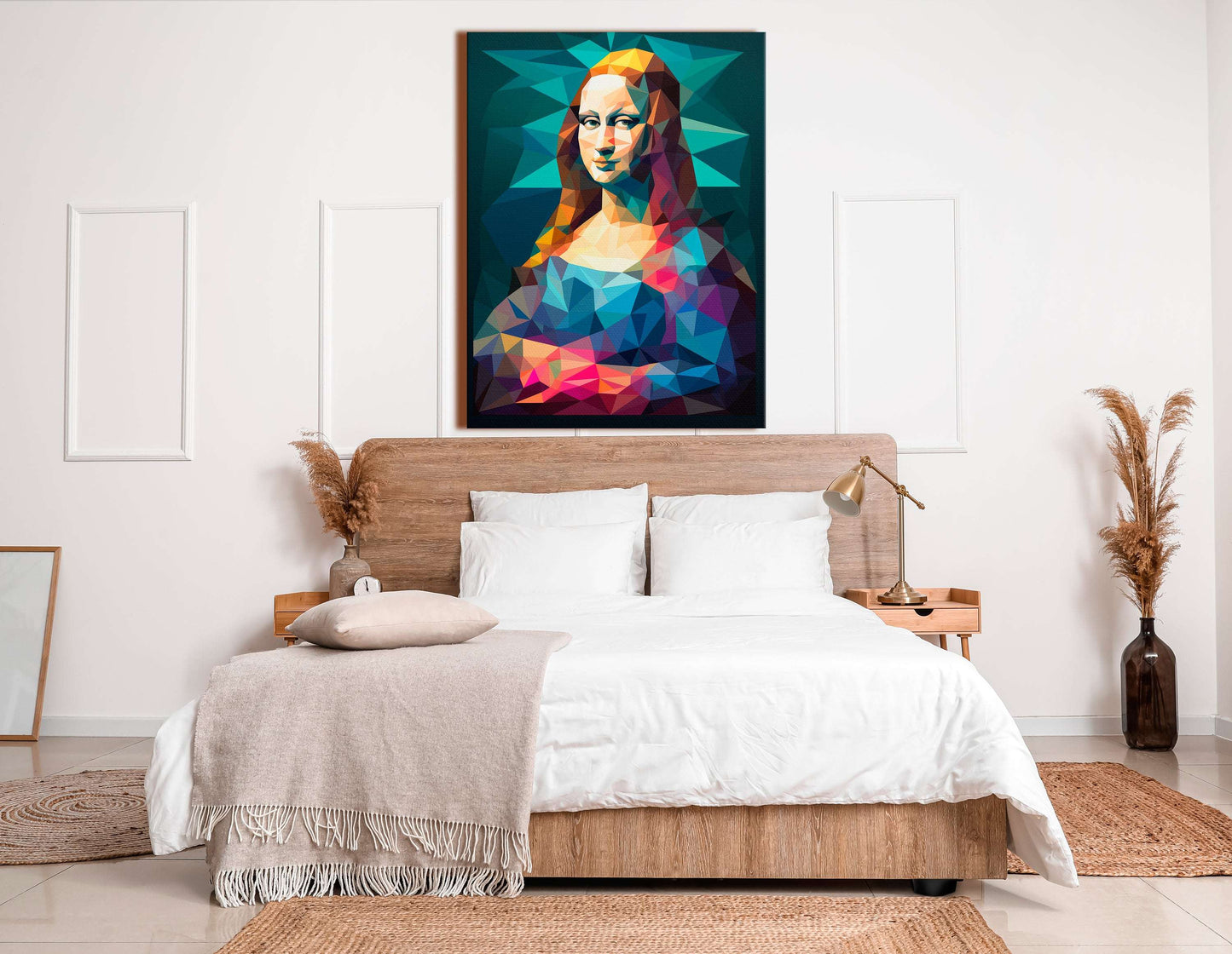 Colorful Low-Poly Mona Lisa - Canvas Print - Artoholica Ready to Hang Canvas Print