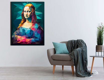 Colorful Low-Poly Mona Lisa - Canvas Print - Artoholica Ready to Hang Canvas Print