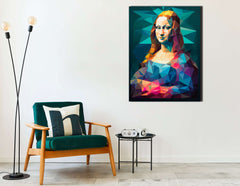 Colorful Low-Poly Mona Lisa - Canvas Print - Artoholica Ready to Hang Canvas Print