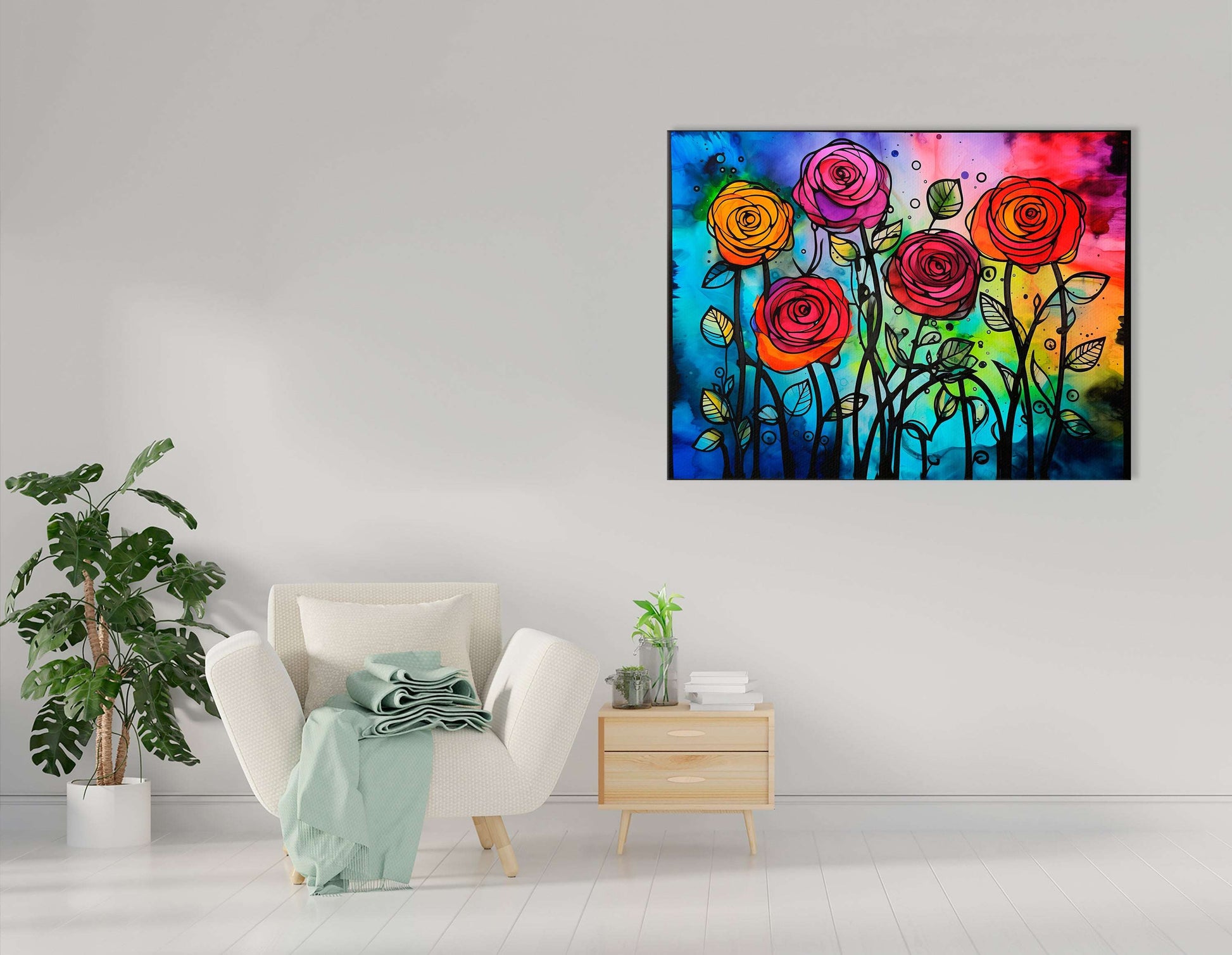 Colorful Rose Garden - Canvas Print - Artoholica Ready to Hang Canvas Print