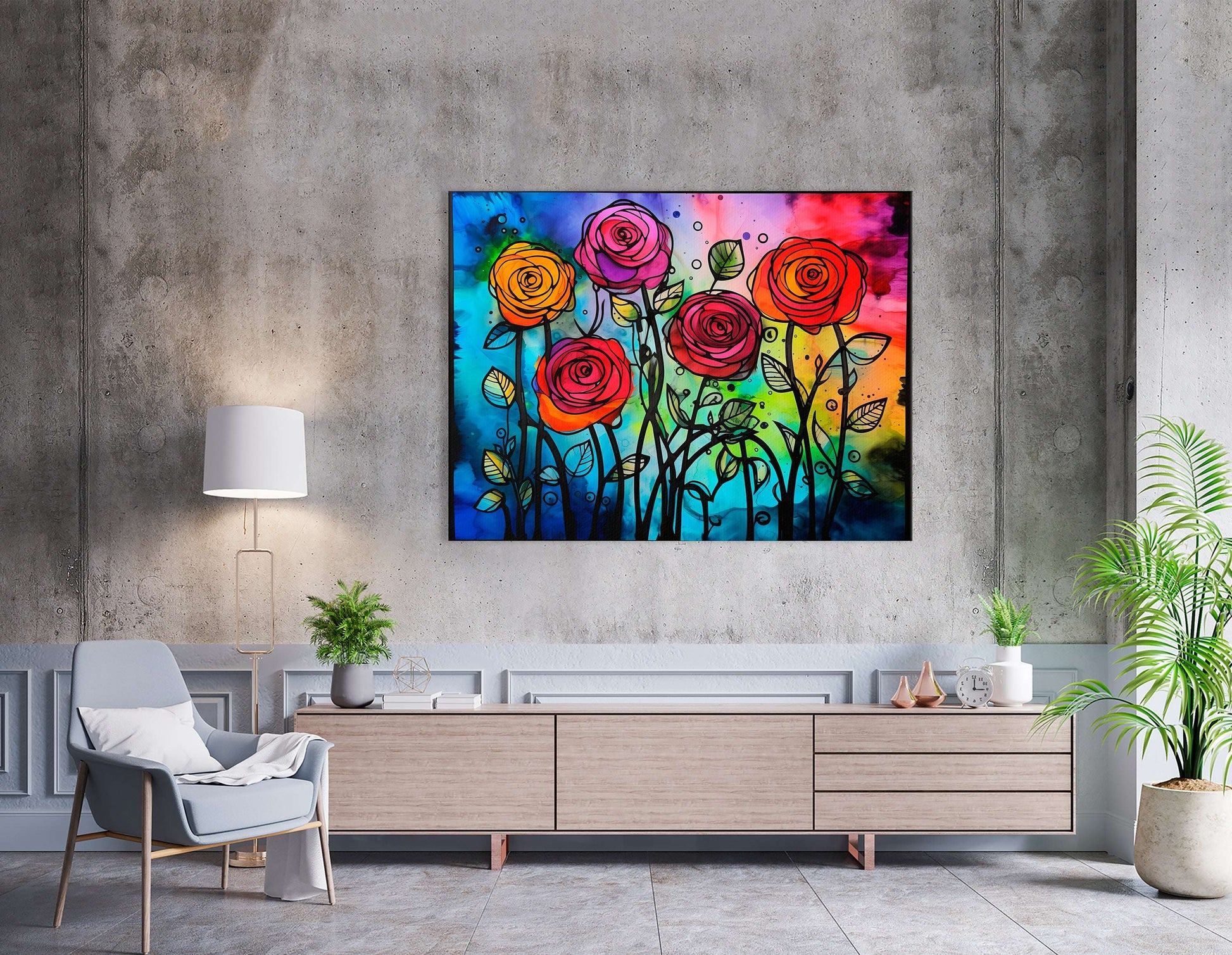 Colorful Rose Garden - Canvas Print - Artoholica Ready to Hang Canvas Print