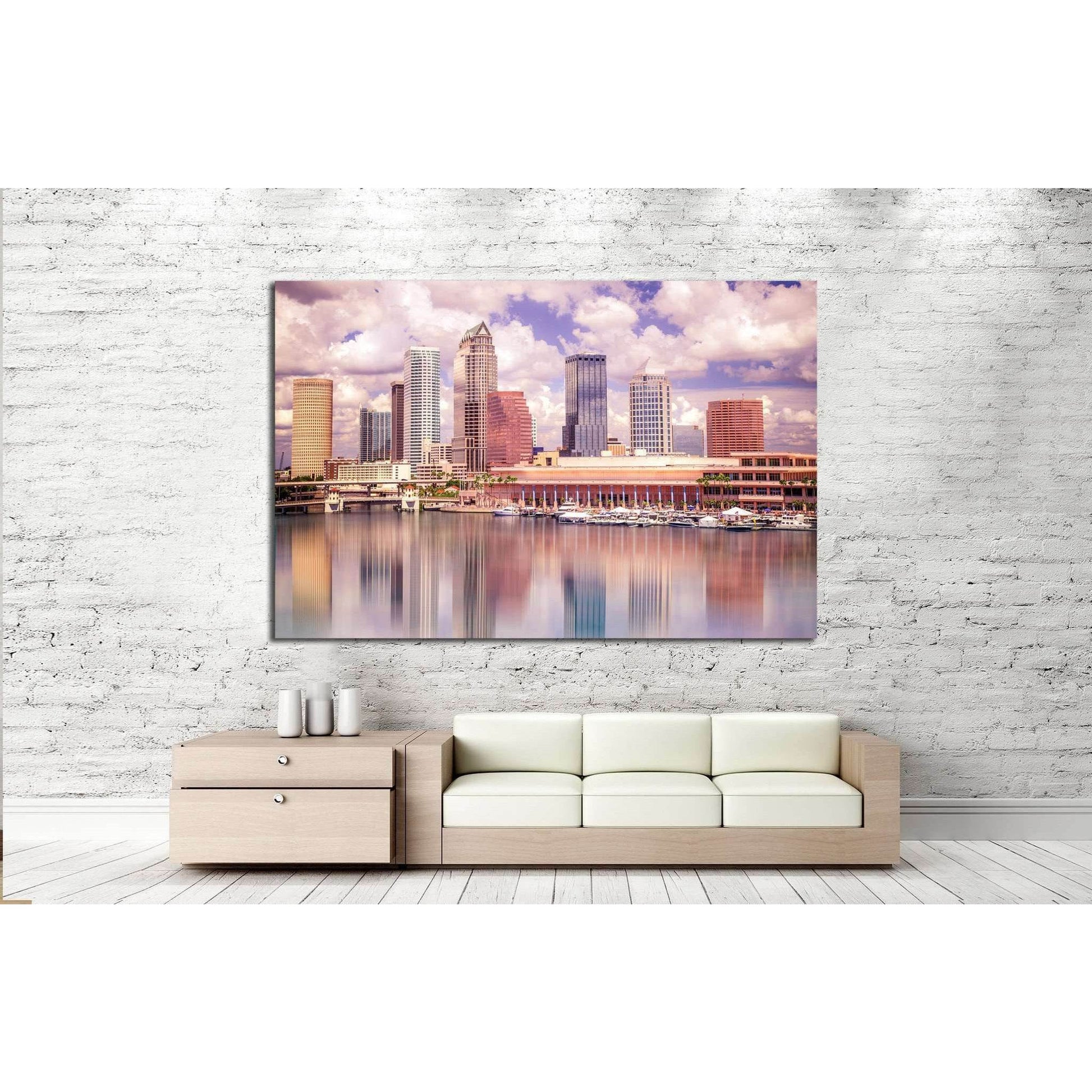 Colorful Tampa Florida skyline and bay №1759 Ready to Hang Canvas PrintCanvas art arrives ready to hang, with hanging accessories included and no additional framing required. Every canvas print is hand-crafted, made on-demand at our workshop and expertly