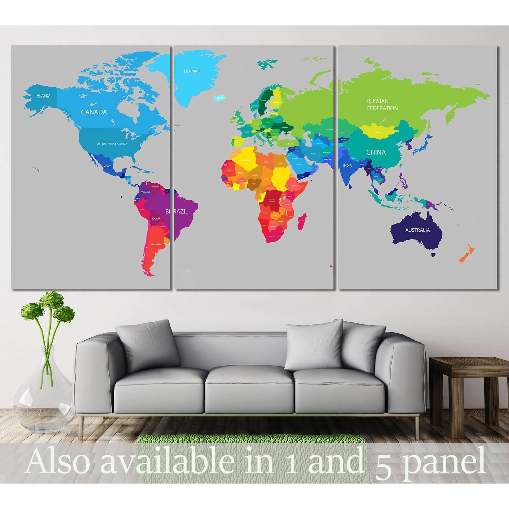 Colorful World Map №113 Ready to Hang Canvas PrintCanvas art arrives ready to hang, with hanging accessories included and no additional framing required. Every canvas print is hand-crafted, made on-demand at our workshop and expertly stretched around 100%