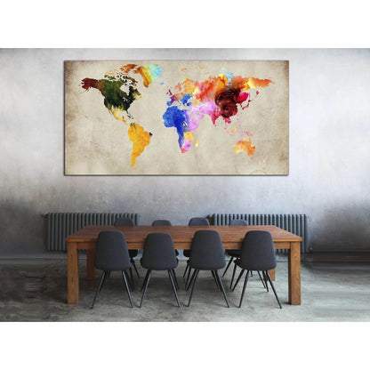 Colorful World Map №870 Ready to Hang Canvas Print