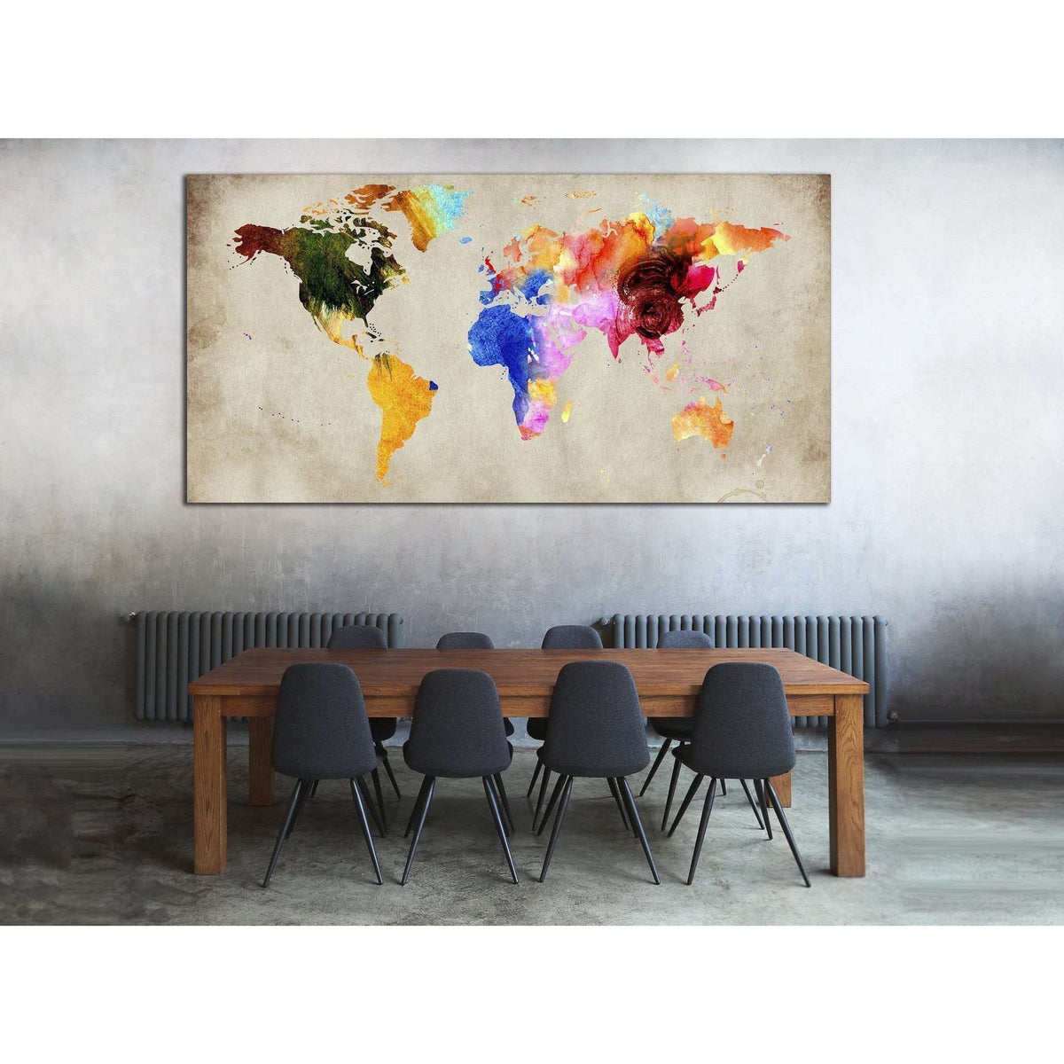 Carte du monde colorée №870 prête à accrocher Impression sur toile