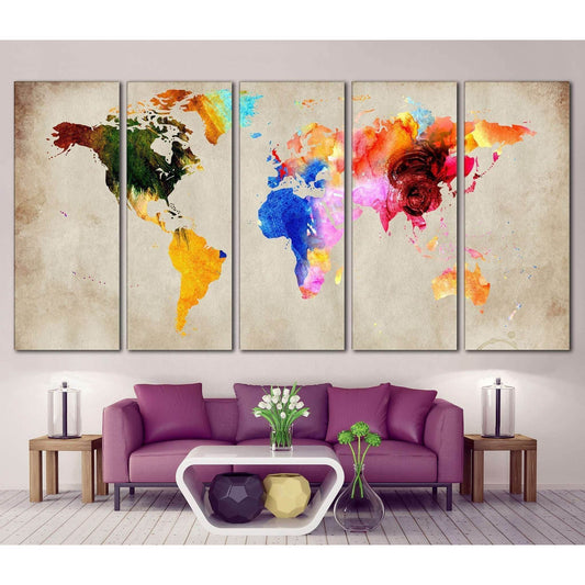 Colorful Watercolor World Map Wall DecorDecorate your walls with a colorful Watercolor Map Canvas Art Print from the world's largest art gallery. Choose from thousands of Watercolor Map artworks with various sizing options. Choose your perfect art print t