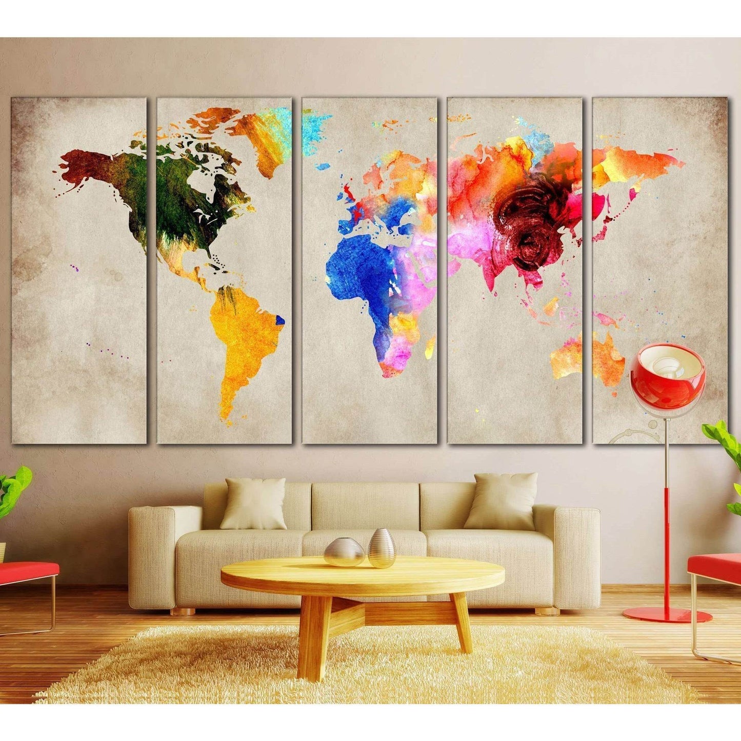 Colorful Watercolor World Map Wall DecorDecorate your walls with a colorful Watercolor Map Canvas Art Print from the world's largest art gallery. Choose from thousands of Watercolor Map artworks with various sizing options. Choose your perfect art print t