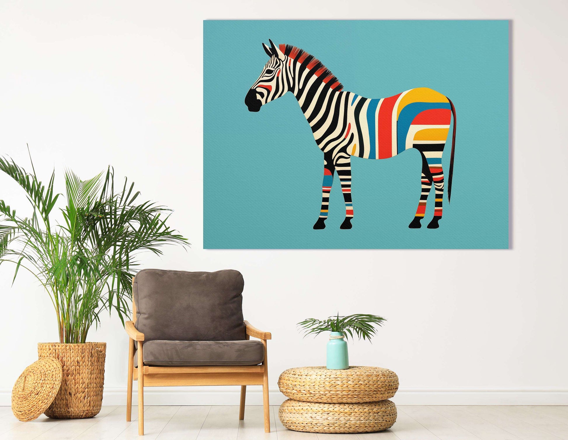 Colorful Zebra Stripe - Canvas Print - Artoholica Ready to Hang Canvas Print