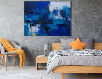 Contemporary Blue Symphony - Canvas Print - Artoholica Ready to Hang Canvas Print