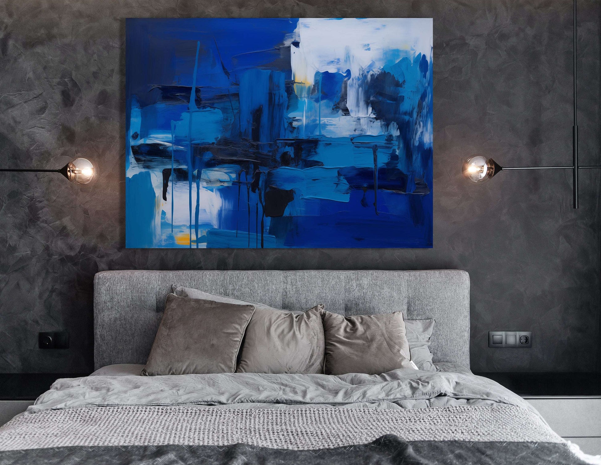 Contemporary Blue Symphony - Canvas Print - Artoholica Ready to Hang Canvas Print