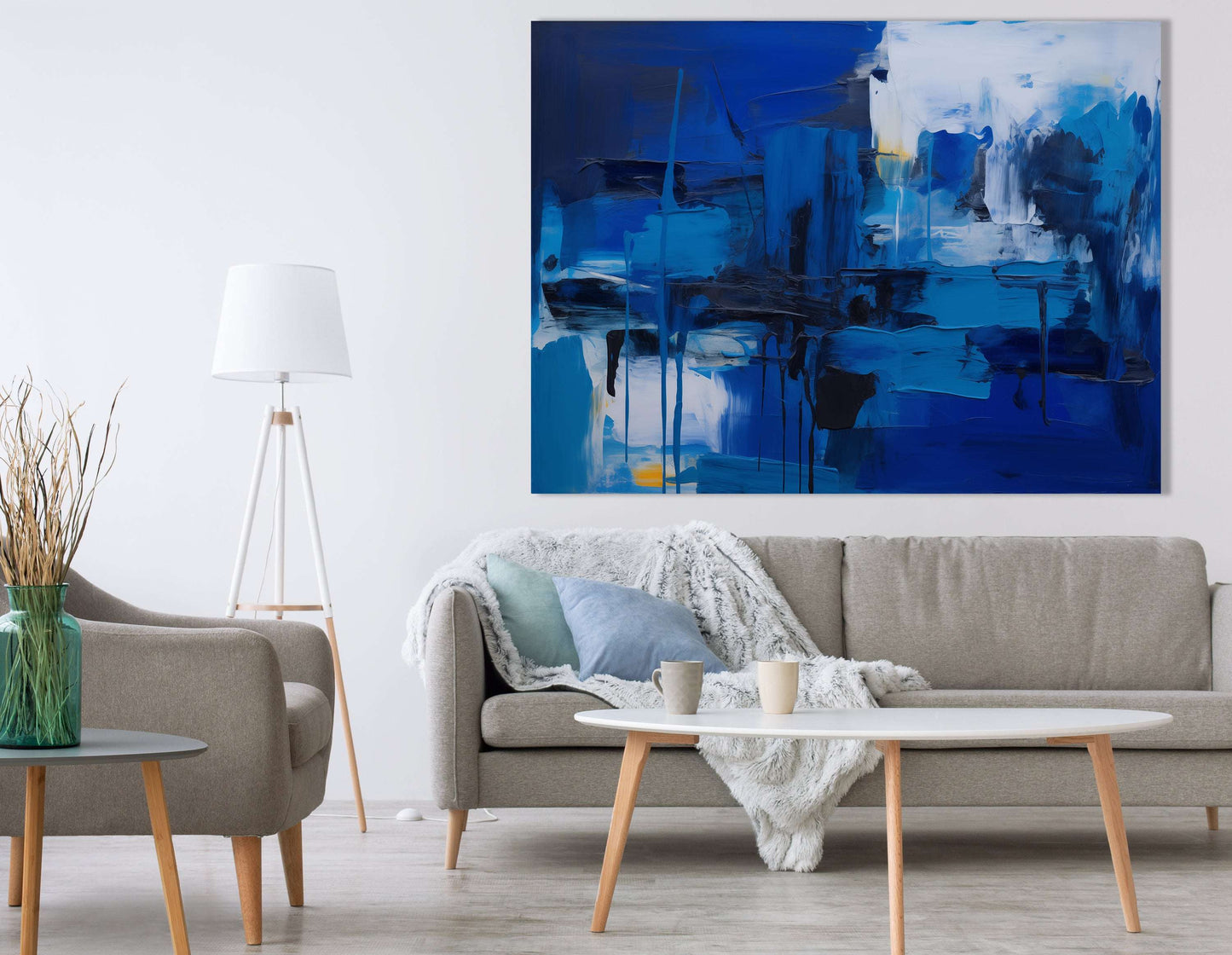 Contemporary Blue Symphony - Canvas Print - Artoholica Ready to Hang Canvas Print