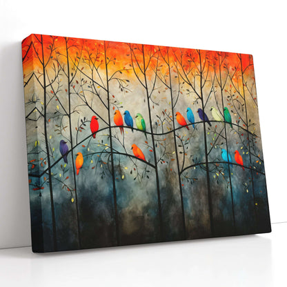 Contrast Canvas Print of Parrots on the Tree - Artoholica Ready to Hang Canvas Print